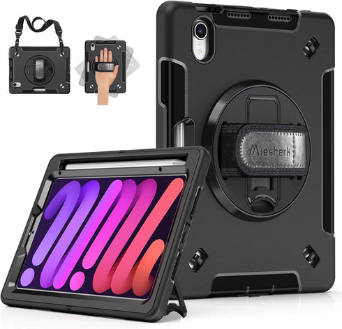 Miesherk Case for iPad Mini 6 8.3 Inch 2021, Military Grade Heavy Duty Shockproof Case for iPad Mini 6th Generation A2567 A2568 A2569 with Stand -...