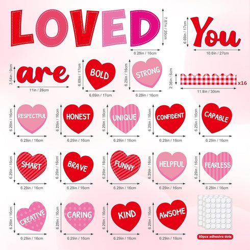 You are Loved Valentine's Day Bulletin Board Valentine's Day Cutouts with Motivational Positive Sayings Bulletin Cardboar for Classroom School Nur...