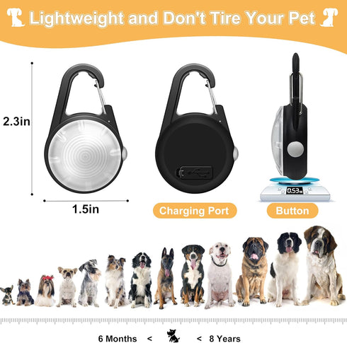 Dog Collar Light, 4 Modes Dog Lights for Night Walking, Rechargeable Dog Collar Lights for Nighttime Clip on, IP68 Waterproof Dog Light...