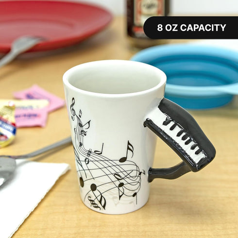Fairly Odd Novelties Ceramic Black & White Piano Coffee Musician Mug, One Size, White, FON-10216...