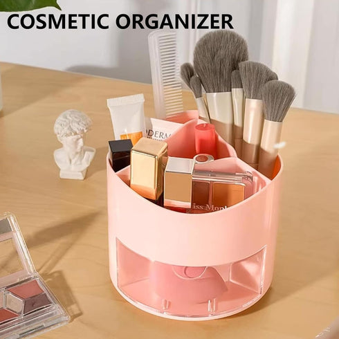 Pen Holder for Desk, 4 Slots 360 Rotating Pen Pencil Holder Desk Organizer with Drawer, Desktop Storage Cute Spinning Pencil Cup Pen Caddy for Off...