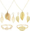 6 Pcs Gold Long Leaf Necklace Leaf Dangle Earrings and Bracelet Jewelry Set Filigree Leaves Gifts for Women...