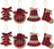 Ivenf Christmas Decorations Indoor Tree Ornaments, 8pcs Red Black Buffalo Plaid Burlap Farmhouse Xmas Ornaments, Tree Ball Bell Stocking Shaped Ru...