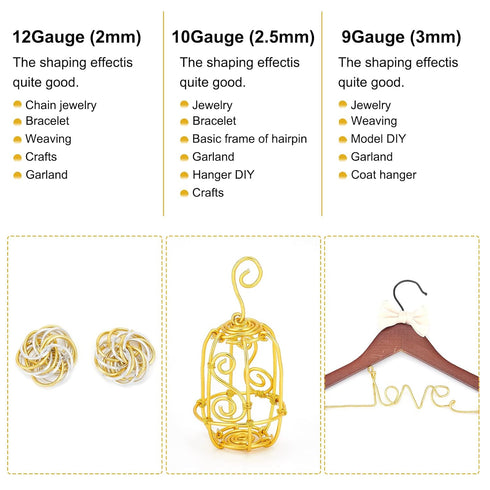 BENECREAT 12 17 18 Gauge Aluminum Craft Wire (12 Gauge,100FT) Anodized Jewelry Making Beading Floral Black Aluminum Craft Wire for Plant Gardening...