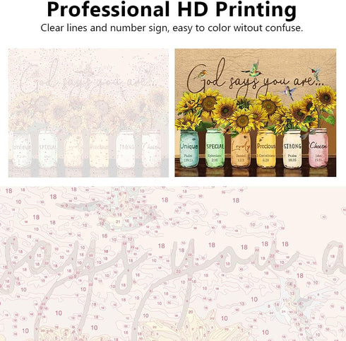 DIY Painting by Numbers for Adults, Sunflower Paint by Numbers, 16X20 Inch Adults Paint by Number Kits for Beginners on Canvas, Flameless Color by...