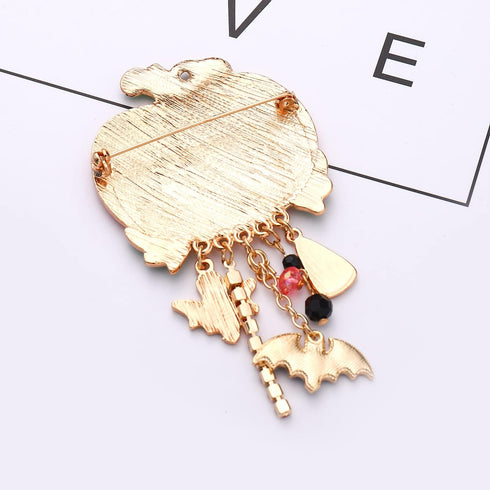 Halloween Brooches for Women Enamel Pumpkin Bat Ghost Candy Corn Charm Brooch Pin Funny Happy Halloween Witchy Hat Cat Spider Skull Dangles Pins H...
