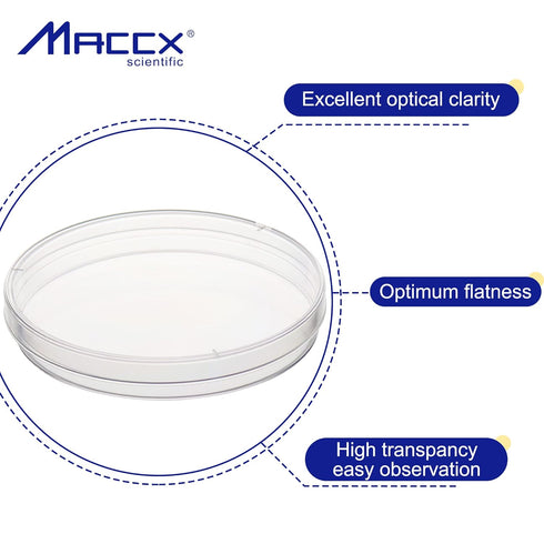 Sterile Plastic Petri Dishes with Lid, 10 PCS of Dia.90mm*15mm Clear Petri Plate Bulk, with 3 Vents for Classroom, Laboratory,Science Party, PPD90...