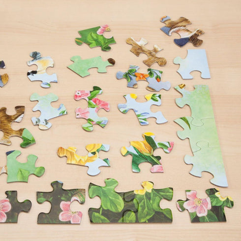 Bits and Pieces - 100 Piece Jigsaw Puzzle - A Touch of Spring by Artist Jane Maday - Cute Bunnies - 100 pc Jigsaw...