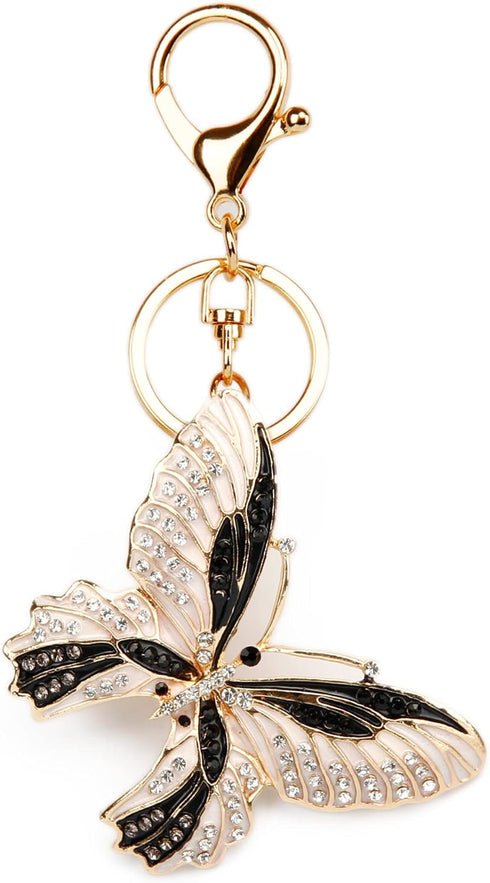 Lucky Butterfly Colorful Opal Rhinestone Plating Women Car/Bag Keychain Purse Charm...