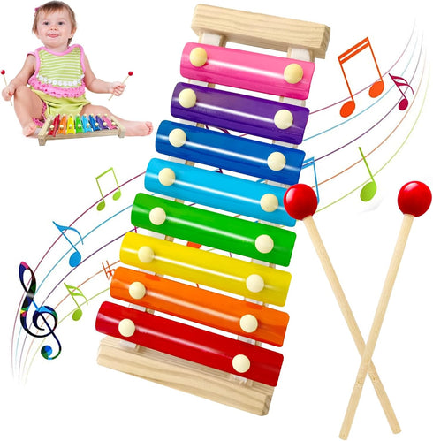 Wooden Xylophone for Kids,Toddler Xylophone Toy with 2 Child Safe Mallets,8 Diatonic Keys Musical Instruments for Preschoolers Educational Toys,Gi...