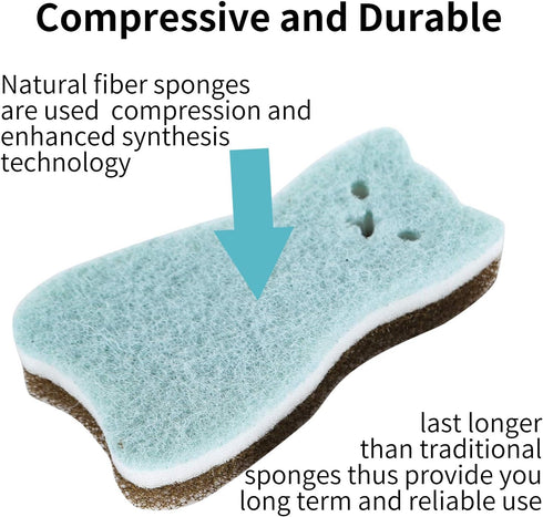 Kitchen Scrub Sponges Non-Scratch Multi-Use Heavy Duty Scrub Sponge for Dishes Pots and Pans Three-Layer Cat Shape Cleaning Sponge?4pack? (cat)...