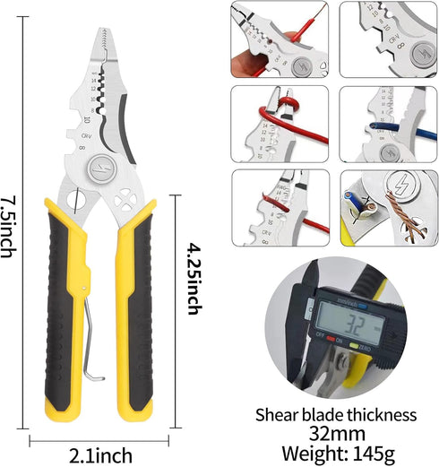 Wire Stripper Tool 7.5-Inch Multifunctional Wire Stripper...