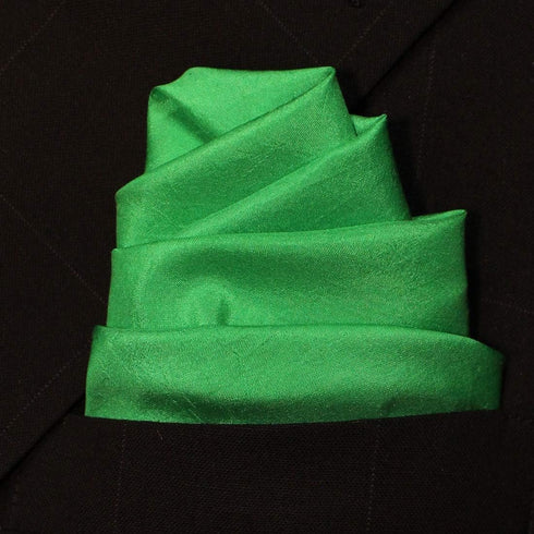 Fine Emerald Green 100% Silk Pocket Square Full-Sized 16"x16"...