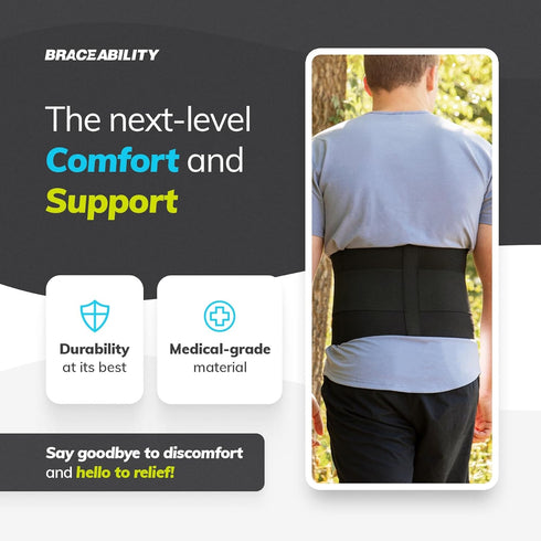 BraceAbility Elastic Low Back Brace - Compression Lower Back Support Belt for Sciatica, Heavy Lifting at Work, Herniated Disc, Workouts, Sleeping,...
