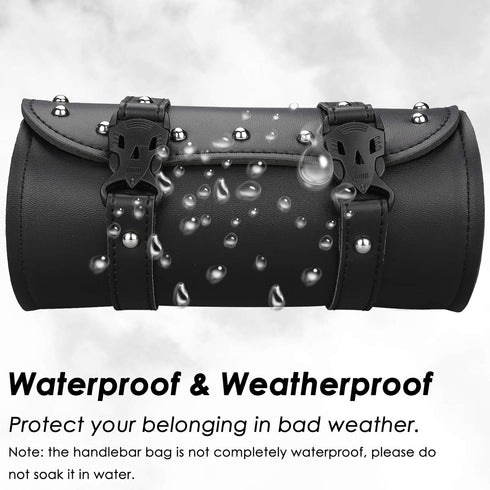 Neween Motorcycle Tool Bag, Motorcycle Fork Bag PU Leather Universal Saddlebag Front Fork Handlebar Sissybar Storage Roll Pouch for Sportster, Sco...