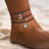 Boho Layered Crescent Moon Anklet Vintage Moon Star Dangle Anklet Bracelet Black Wax Rope Anklet Silver Sun Ankle Summer Foot Chain Set Jewelry fo...