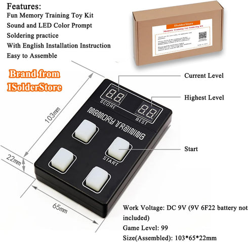 Soldering Practice Kit Memory Training Game Toy Electronic DIY Kit Handheld Game Console Fun Toy Kits Soldering Project for Kids Student Halloween...