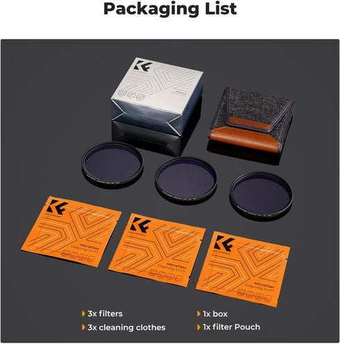 K&F Concept 52mm Star Filters Kit (3pcs) 4 Points 6 Points 8 Points Cross Screen Starburst Filters Set -18 Layer Coating Ultra Slim Optical Glass ...