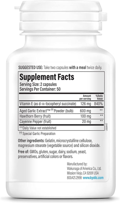 Kyolic Aged Garlic Extract Formula 106, Circulation Health, 100 Capsules (Packaging May Vary)...