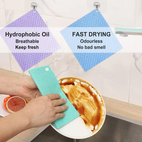 10PACK Swedish Dishcloths for Kitchen, Absorbent Cleaning rags for Washing dishes, Reusable Dish Towels for Cleaning House, Eco-Friendly Wash Clot...