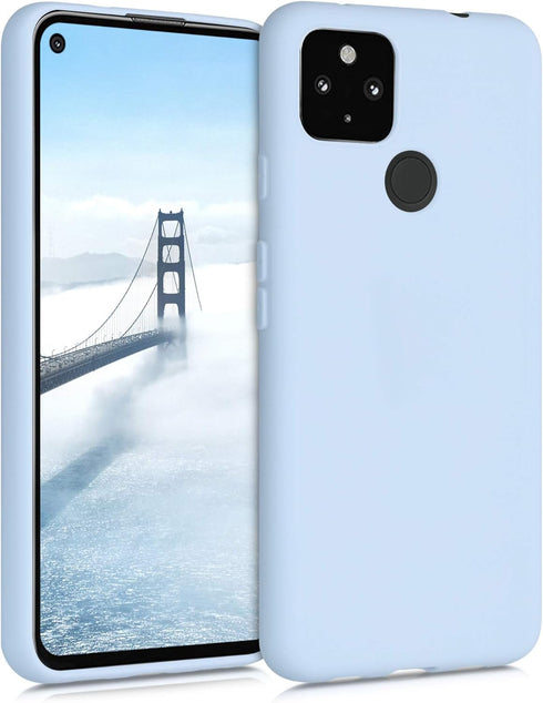 kwmobile Case Compatible with Google Pixel 4a 5G Case - Soft Slim Protective TPU Silicone Cover - Light Blue Matte...