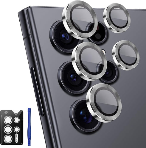 for Samsung Galaxy S24 Ultra Camera Lens Protector, Tempered Glass Lens Protector Aluminum Alloy Ring Anti Scratch Decorative Camera Cover Fit for...