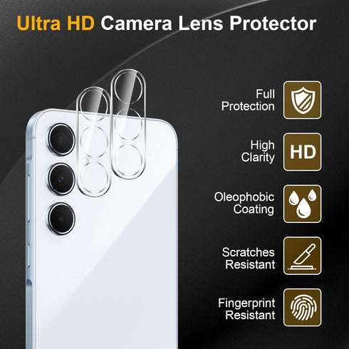 3 Pack Privacy Screen Protector for Samsung Galaxy A55 5G/ A35 5G With 3 Pack Camera Lens Protector, Anti Spy Tempered Glass 9H Hardness, Black Pr...