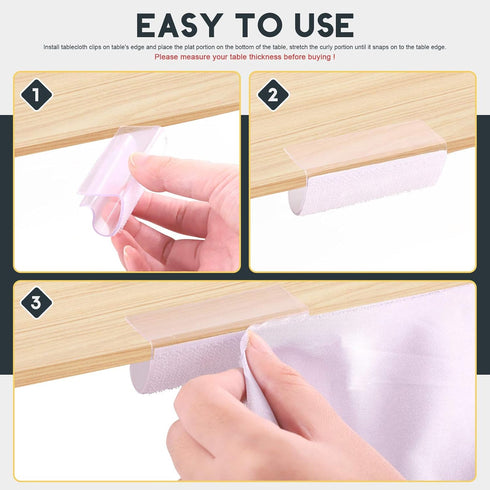 Hilitchi 30Pcs Table Cover Tablecloth Clips EC Model Table Skirting Clips with Hook and Loop at The Back Side for Table 3/4inch - 1inch...