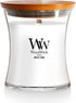 WoodWick Medium Hourglass Candle White Teak - Premium Soy Blend Wax Pluswick Innovation Wood Wick Made in USA...
