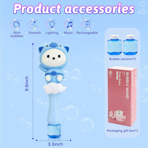 Rechargeable Bubble Wand for Kids with Solution?Musical&Light Up Piglet Cartoon Bubble Machine Blower Maker Toddlers Boys Girls Toys Gifts for Out...