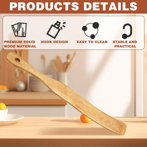 2Pcs Wooden Spatula for Cooking, Sourdough Spurtles Kitchen Tools Wooden Spurtle Spatula Dough Stir with Hanging Holes Sourdough Spatula, Kitchen ...