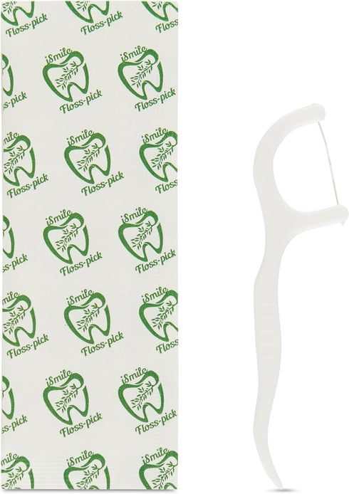 i-Smile Dental Floss Picks Individually Wrapped in Biodegradable Paper, Extra Mint Flavor, Promotes Gum Health, Shred Resistent...