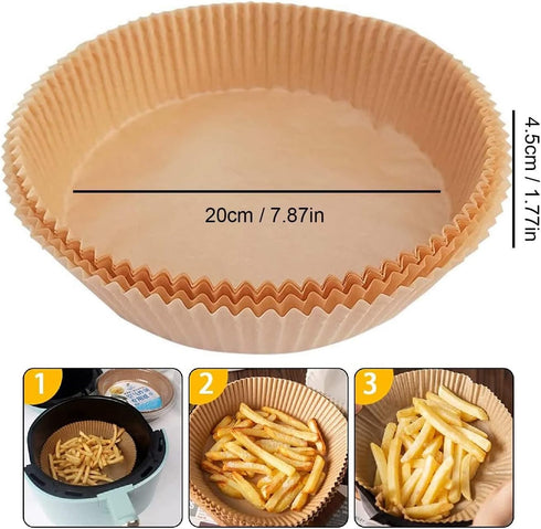 Air Fryer Paper Liners, 100PCS Non-stick Disposable Parchment Sheets for Baking, Food Grade Liner for Baking Roasting Microwave (7.9inch-Round)...