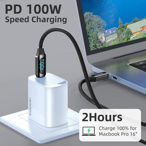 100W USB C Cable 2 Pack 6.6FT USB C to USB C Cable Silicone Fast Charging USB C to USB C Cable with LED Display for HTC U23 U23 Pro Desire 22 22 P...