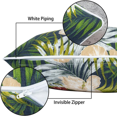 Pack of 2 Outdoor Lumbar Pillow Case Covers 12"x20", Waterproof Rectangular Throw Pillowcase Shell Decorative Sham for Patio Garden Couch - Midnig...