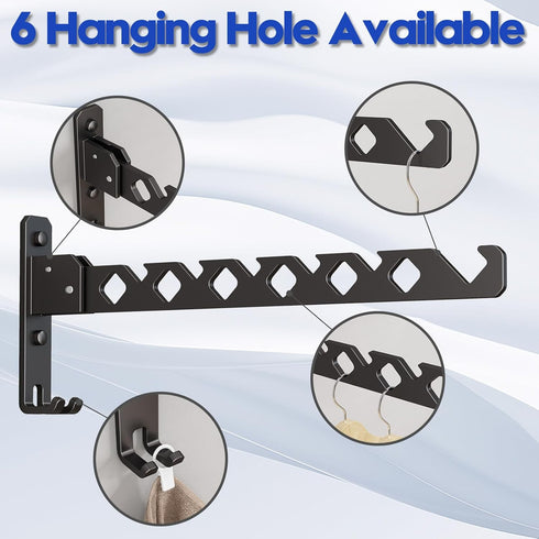 Wall Mounted Clothes Drying Rack, Wall Clothes Hanger Foldable, Laundry Hanger Hook for Bathroom, Wall Clothes Rack Indoor, Perfect for Small Spac...