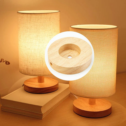 2 Pack Table Lamp Base Only 4.7'' Round Solid Wooden Stand Holder Foot for Desk Lighting Night LED Light Spotlight Wood Art Display Base DIY Craft...