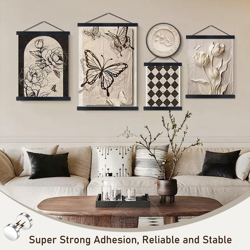 Artmag Magnetic Poster Hanger Frame, 24x36 24x32 24x18 Light Wood Wooden Magnet Canvas Artwork Print Poster Hangers Frames Hanging Kit (Black, 24"...