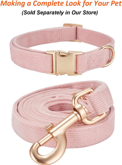 Soft Cotton Dog Leash, 5 Ft Heavy Duty Corduroy Dog Leashes with Gold Metal Hook for Small Medium Large Dogs,Small,Light Pink...