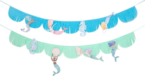 Meri Meri Mermaid Fringe Party Banner (Pack of 2), 8.5' Party Garland Including Excess Cord, Mermaid Party Decorations...