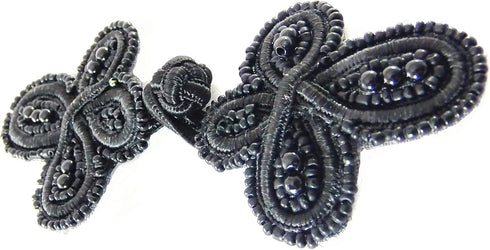 Chinese Frogs Button Closures Hook & Eye Fastener - Sewing Quilting Renaissance Dance Hawaiian Bridal Costumes Outfit Drapery Decor- Black-Large S...