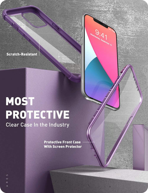 i-Blason Ares Case for iPhone 12 Pro Max 6.7 inch (2020 Release), Dual Layer Rugged Clear Bumper Case with Built-in Screen Protector (Purple)...