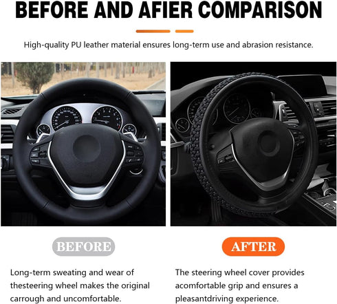 Elastic Stretch Car Steering Wheel Cover, Breathable Ice Silk Steering Wheel Protetcor, Soft Anti-Slip Cool in Summer, Auto Decoration Accessories...