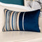 Yangest Navy Blue Striped Patchwork Throw Pillow Cover Gold Leather Cushion Cover Zippered Rectangular Pillowcase for Sofa Couch Bedroom Living Ro...