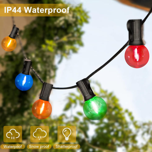 Multi Color G40 Light Bulbs LED for Outdoor String Light 1W Replacement 5W Globe Edison Bulb Shatterproof Christmas Plastic 120V E12 Screw Base RE...