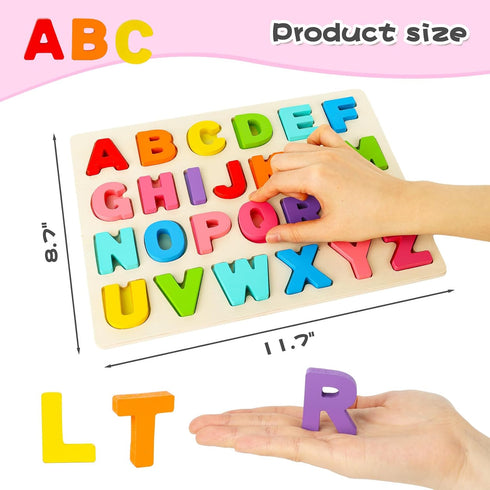 LovesTown Wooden Puzzles for Kids, Alphabet Wooden Puzzles Montessori Toddler Puzzles Preschool Educational Toys for Toddler Boys Girls Birthday...