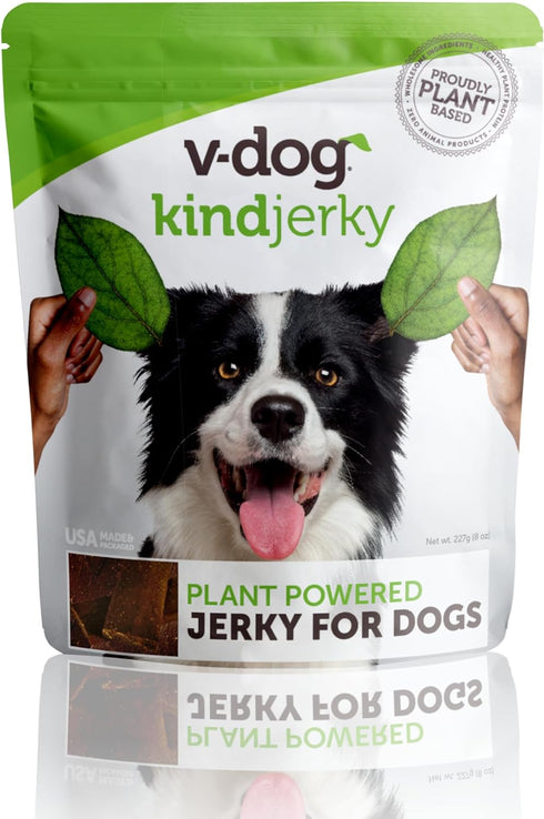 V-dog Kind Jerky - 100% Vegan Jerky Dog Treats - Plant Based Protein and Superfoods - 8 Ounce - All Natural - Made in The USA...