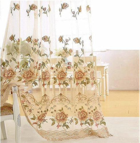 Luxury Embroidered Sheer Curtain for Living Room 84 inch Length Custom Romantic Elegant Luxurious Delicate Embroidery Drape Window Dressing Sheer ...