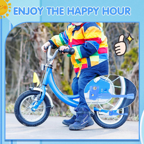 Kids Bike Kickstand for 16 Inch Wheel Children's Bicycle Single-Side Kick Stand Rear Mount Bikes Support Racks Blue for Girls and Boys Bike...