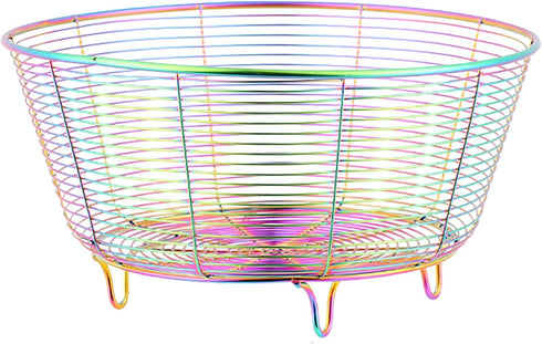 Meisha Round Fruit Bowl, Creative Mesh Fruit Dish Basket Bowl, Round Rainbow Large Metal Wire Storage Baskets, Modern Style Container for Fruit, V...